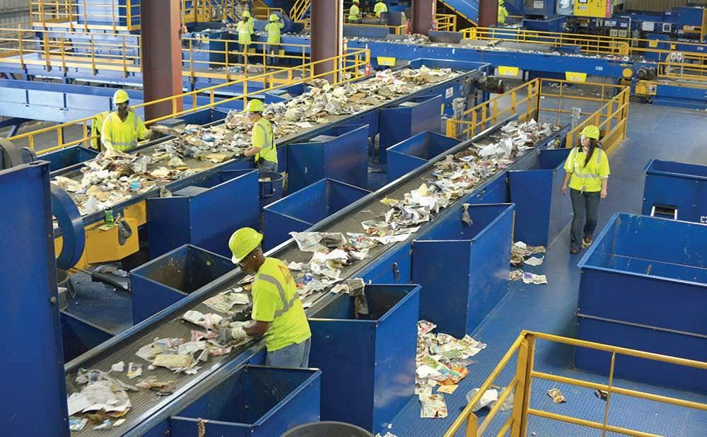 Recycling center sorting