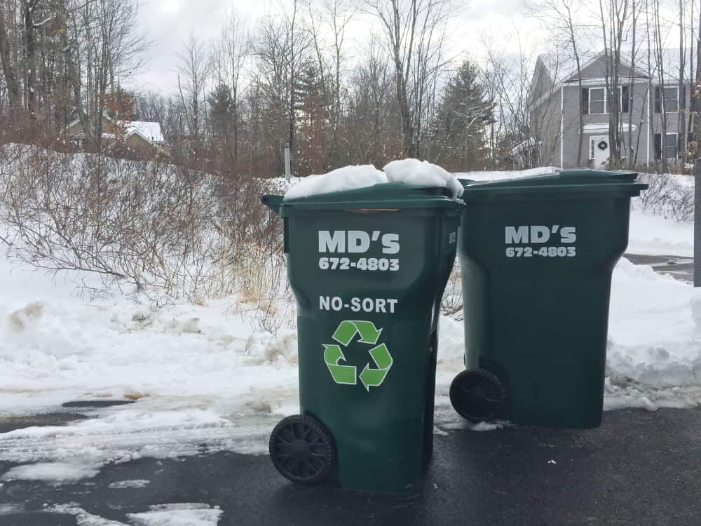 MD's Recycling Bins in snow